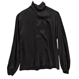 Bella Dahl Draped Turtleneck Top Womens Black Long Sleeve Luxe Touch Cupro Sz S